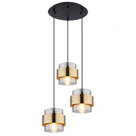 Pendule, Lustre suspendate - Lustra cu 3 pendule design modern MILLEY negru, auriu