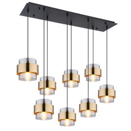 Pendule, Lustre suspendate - Lustra cu 8 pendule design modern MILLEY negru, auriu