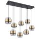 Pendule, Lustre suspendate - Lustra cu 8 pendule design modern MILLEY negru, auriu