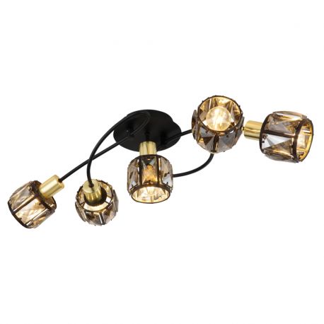 Plafoniere cu spoturi, Spoturi aplicate - Plafoniera cu 5 spoturi design modern INDIANA auriu, negru