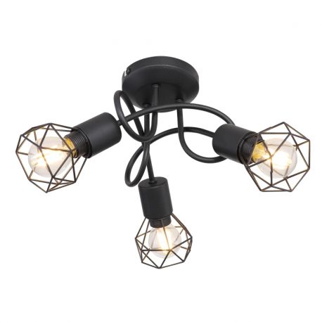 Plafoniere cu spoturi, Spoturi aplicate - Plafoniera cu 3 spoturi design industrial XARA I negru 36cm