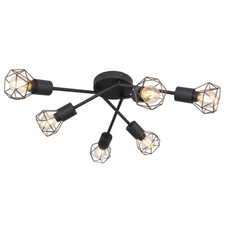 Plafoniere cu spoturi, Spoturi aplicate - Plafoniera cu 6 spoturi design industrial XARA I negru