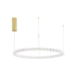 Lustra LED suspendata, dimabila, deosebita design lux PERLA opal, auriu 104cm