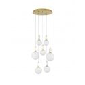 Lustra LED suspendata, dimabila, design modern Hook auriu, opal alb 56,6cm