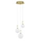 Pendule, Lustre suspendate - Lustra LED cu 3 pendule, dimabila, design modern Hook auriu, opal alb 39cm