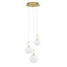 Lustra LED cu 3 pendule, dimabila, design modern Hook auriu, opal alb 39cm