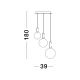 Pendule, Lustre suspendate - Lustra LED cu 3 pendule, dimabila, design modern Hook auriu, opal alb 39cm