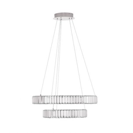 Pendule, Lustre suspendate - Lustra LED suspendata cu 2 inele , dimabila, cristal design elegant AURELIA crom 60cm