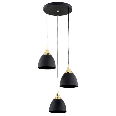 Pendule, Lustre suspendate - Lustra cu 3 pendule design modern Murano negru, alama 38cm