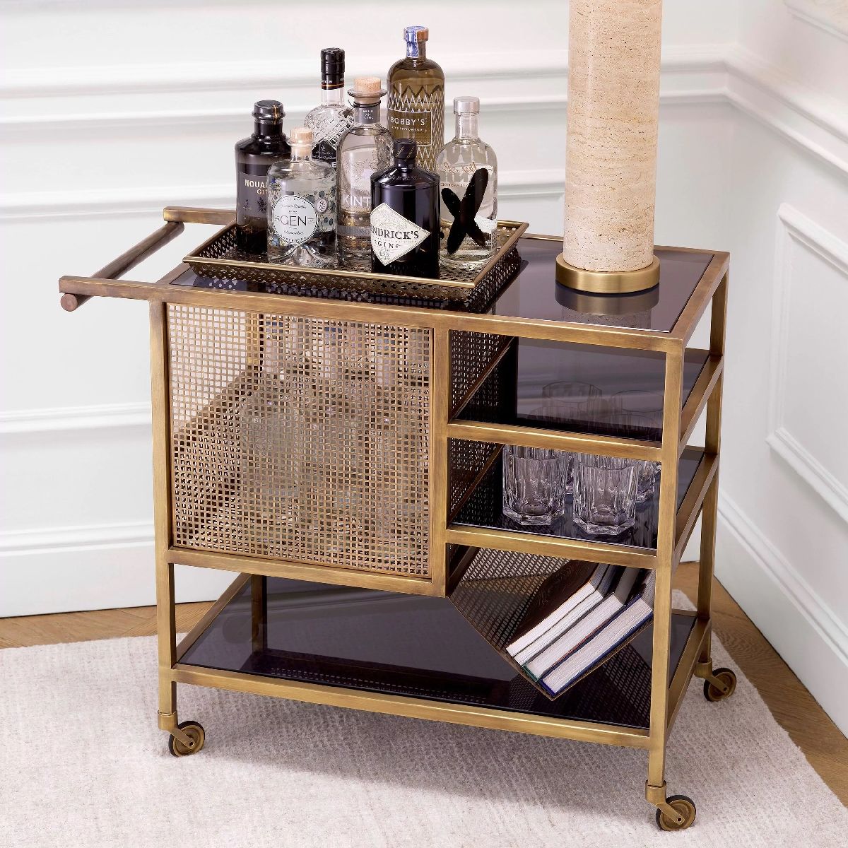 Gheridon, Masuta cu roti design LUX Sterling