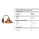 Aplice, corpuri de iluminat pentru pereti - Aplica Contrada 25,5cm alama / cupru