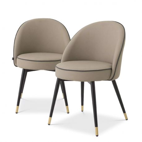 Seturi scaune, HoReCa - Set de 2 scaune design LUX Cooper, piele sintetica bej