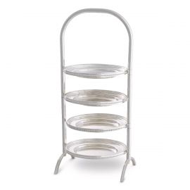 Suport prajituri, Patru platouri etajate design LUX Encore, argintiu