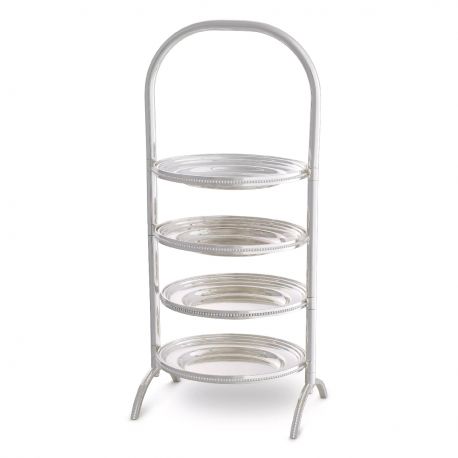 Parfumuri de camera, Idei cadouri, Obiecte decorative - Suport prajituri, Patru platouri etajate design LUX Encore, argintiu