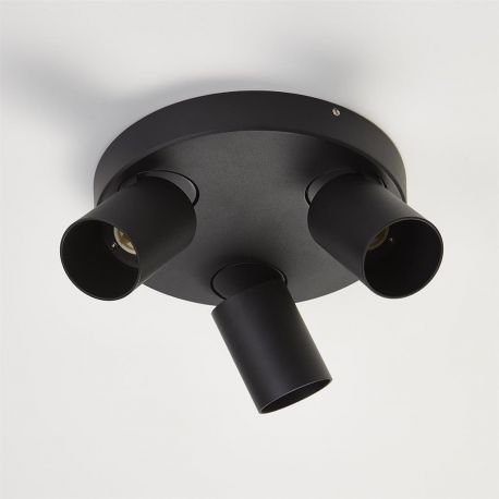 Plafoniere cu spoturi, Spoturi aplicate - Corp aplicat cu 3 spoturi directionabile Moon 3 Bar, negru