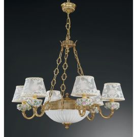 Candelabre, Lustre - Lustra design italian cu 6 brate din alama si portelan 9100