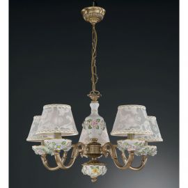 Candelabre, Lustre - Lustra design italian cu 5 brate din alama si detalii din portelan 9000