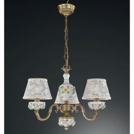 Candelabre, Lustre - Lustra design italian cu 3 brate din alama si detalii din portelan 9000