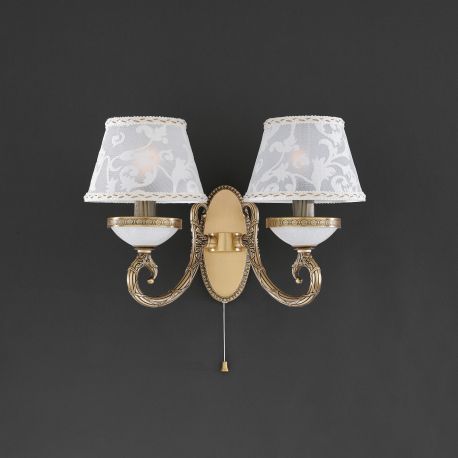 Aplice, corpuri de iluminat pentru pereti - Aplica de perete 2 brate design italian din alama 8280