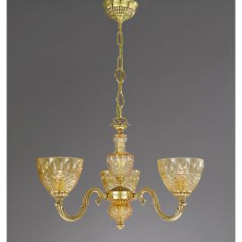 Candelabre, Lustre - Candelabru 3 brate design italian din alama si sticla chihlimbar 4320