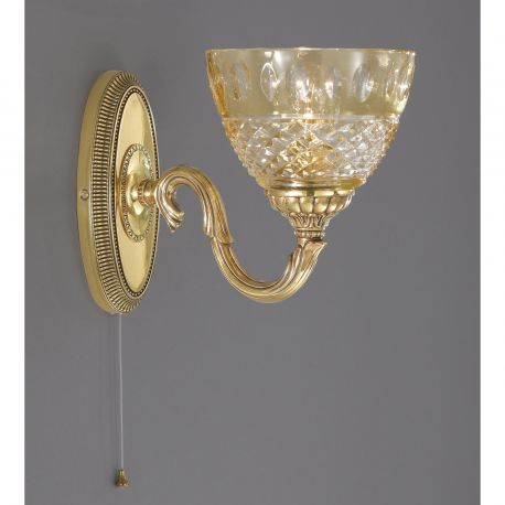 Aplice, corpuri de iluminat pentru pereti - Aplica de perete design italian din alama si sticla chihlimbar 4320