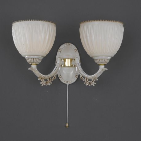 Aplice, corpuri de iluminat pentru pereti - Aplica de perete cu 2 brate design italian din alama 9681