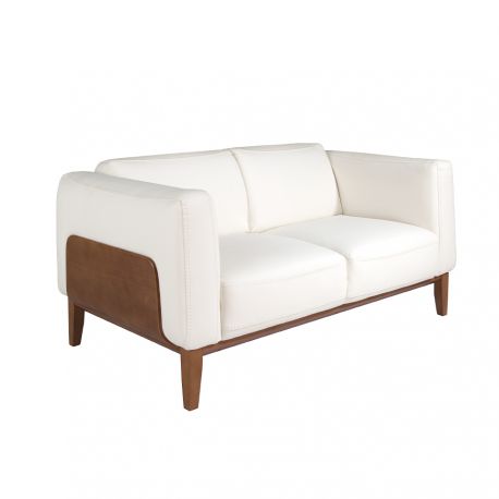 Canapele - Canapea 2 locuri eleganta tapitata in piele alba, design LUX Arawan