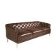 Canapele - Canapea 3 locuri din piele naturala capitonata Cowhide leather brown