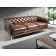 Canapele - Canapea 3 locuri din piele naturala capitonata Cowhide leather brown