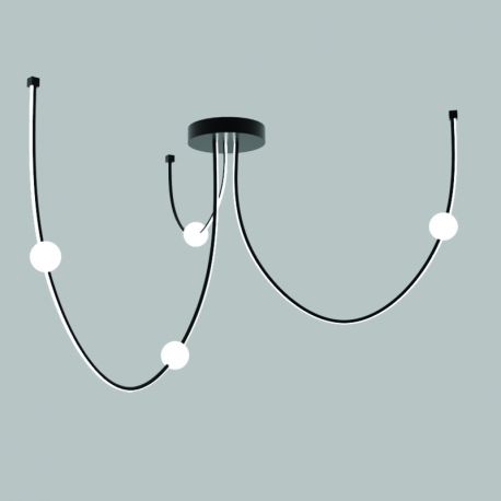 Pendule, Lustre suspendate - Lustra LED arcuita design modern Line negru