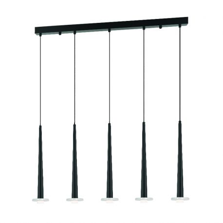 Pendule, Lustre suspendate - Lustra moderna cu 5 pendule LED STORM negru/ marmura alba