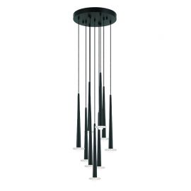 Pendule, Lustre suspendate - Lustra moderna cu 9 pendule LED STORM negru/ marmura alba