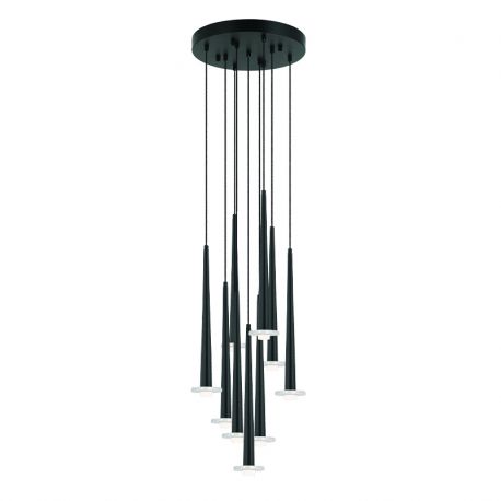 Pendule, Lustre suspendate - Lustra moderna cu 9 pendule LED STORM negru/ marmura alba