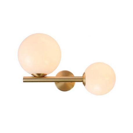 Aplice, corpuri de iluminat pentru pereti - Aplica de perete cu 2 surse de iluminat design modern Cingea auriu mat