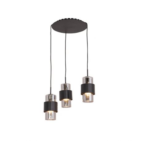 Pendule, Lustre suspendate - Lustra cu 3 pendule design modern Vaia crom, negru