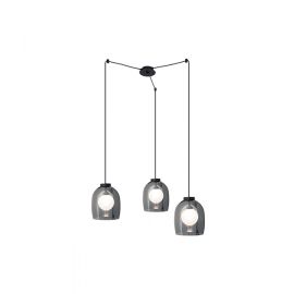 Pendule, Lustre suspendate - Lustra cu 3 pendule design modern Cindra fumuriu