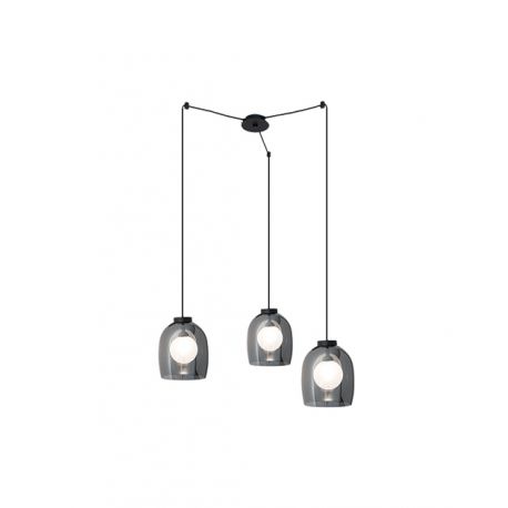 Pendule, Lustre suspendate - Lustra cu 3 pendule design modern Cindra fumuriu