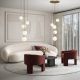 Pendule, Lustre suspendate - Lustra cu 5 pendule design modern Basic form auriu/ alb