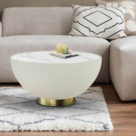 Masute Living - Masuta de cafea design modern Candy alb/alama 71cm