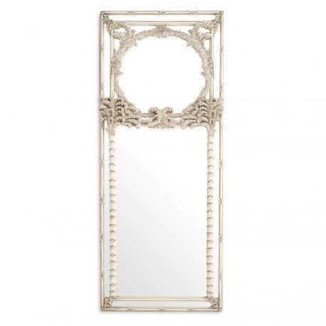 Oglinzi - Oglinda design LUX din lemn de mahon sculptat manual Le Royal, alb antic