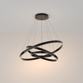 Pendule, Lustre suspendate - Lustra LED suspendata design modern Rim negru 80cm, 3000K