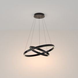 Pendule, Lustre suspendate - Lustra LED suspendata design modern Rim negru 60cm, 3000K