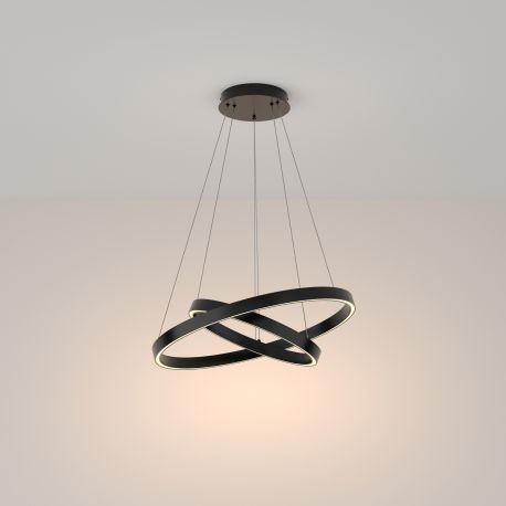 Pendule, Lustre suspendate - Lustra LED suspendata design modern Rim negru 60cm, 3000K
