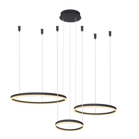 Pendule, Lustre suspendate - Lustra cu 3 inele LED si telecomanda HALO PENDANT BK 80+60+40 CCT