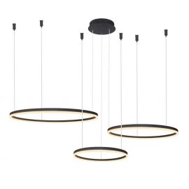 Pendule, Lustre suspendate - Lustra cu 3 inele LED si telecomanda HALO PENDANT BK 100+80+60 CCT