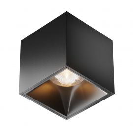 Plafoniere cu spoturi, Spoturi aplicate - Spot LED aplicat, plafoniera dimabil design tehnic Alfa negru 7x7cm, 3000K