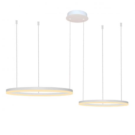Pendule, Lustre suspendate - Lustra cu 2 inele LED si telecomanda HALO PENDANT WH 80+60 CCT