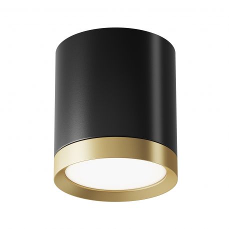 Plafoniere cu spoturi, Spoturi aplicate - Spot aplicat design tehnic Hoop negru, auriu mat