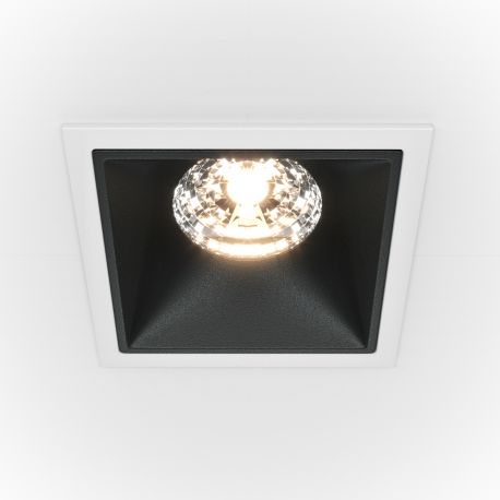 Spoturi tavan fals - Spot LED incastrabil design tehnic Alpha alb, negru 8,5x8,5cm, 3000K