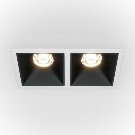 Spoturi tavan fals - Spot LED incastrabil dimabil cu 2 surse de iluminat Alpha alb, negru 3000K